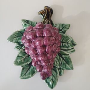 McCoy Pottery Vintage Purple Grape Wall Pocket Planter Vase 1950s